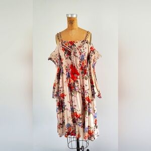 Twin-Set by Simona Barbieri midi dress, size M, colorful flowers & sequins